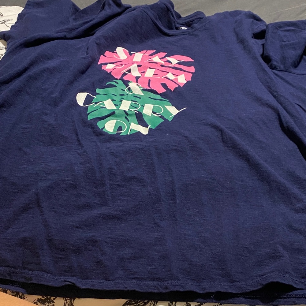 Crown & Ivy Navy Tee with Pink and Green Graphic